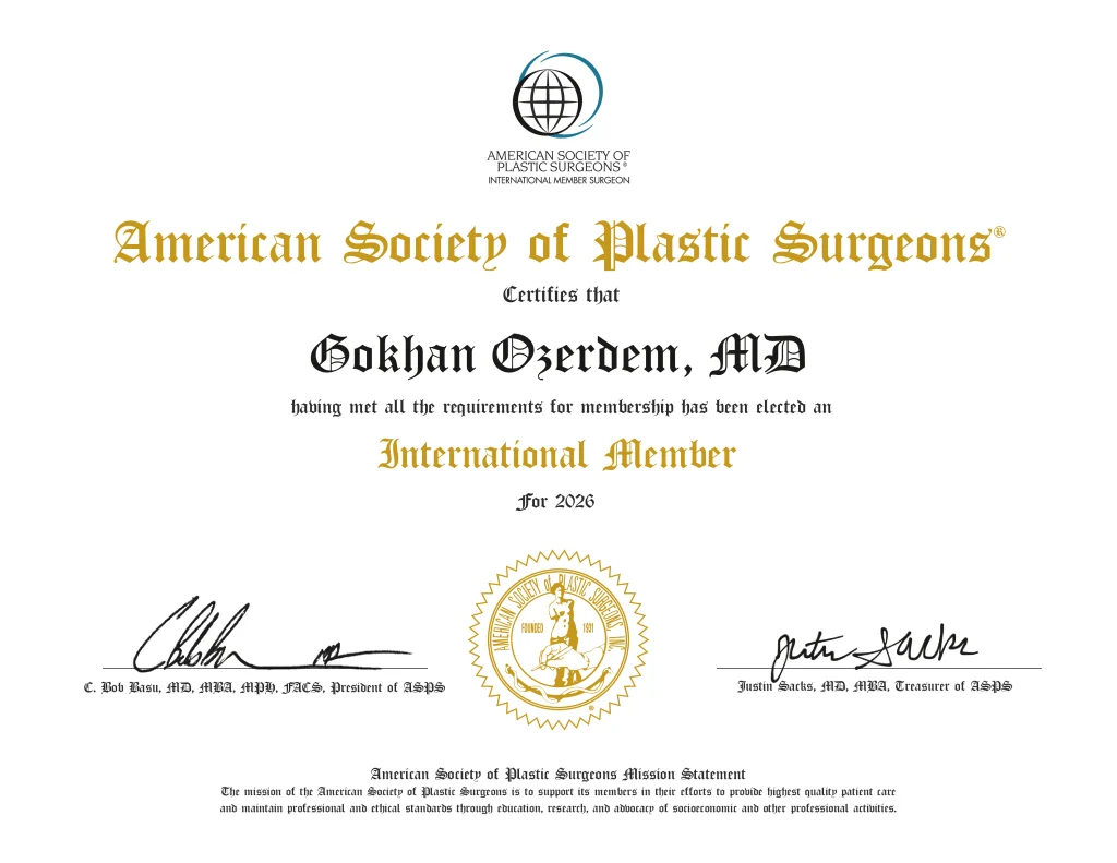 Antalya estetik cerrah Dr Gökhan Özerdem ASPS